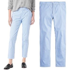 J Crew Blue White Stripe Cotton Slim Boyfriend Chino Pants